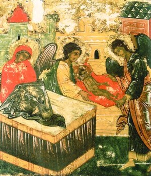 Рождество прор. Илии. Клеймо «Прор. Илия в пустыне, с житием». 1-я треть XVI в. (ВГИАХМЗ) Рождество прор. Илии. Клеймо «Прор. Илия в пустыне, с житием». 1-я треть XVI в. (ВГИАХМЗ)